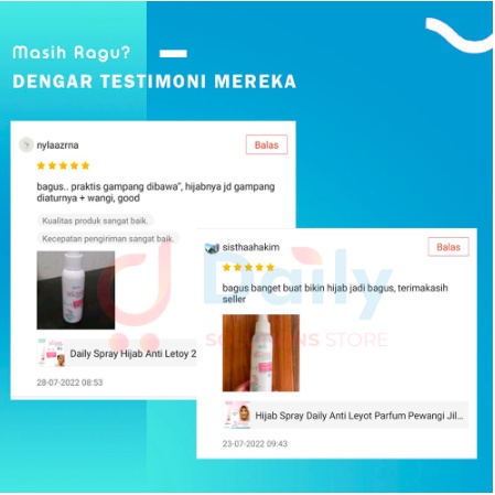 Daily Spray Hijab Anti Letoy 100ml Pewangi Parfum Hijab Jilbab Instan Anti Leyot