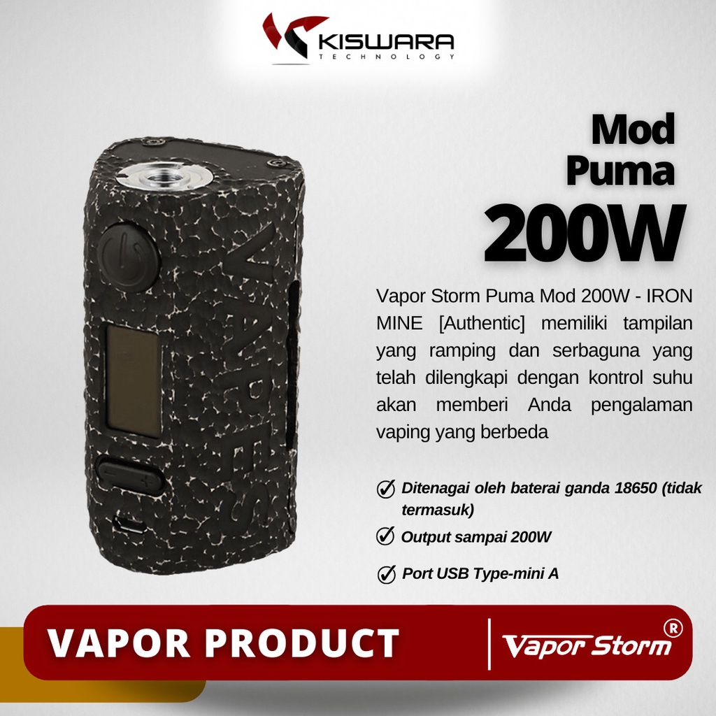 Vapor Storm Puma Mod 200W - IRON MINE [Authentic] KiswaraBandung