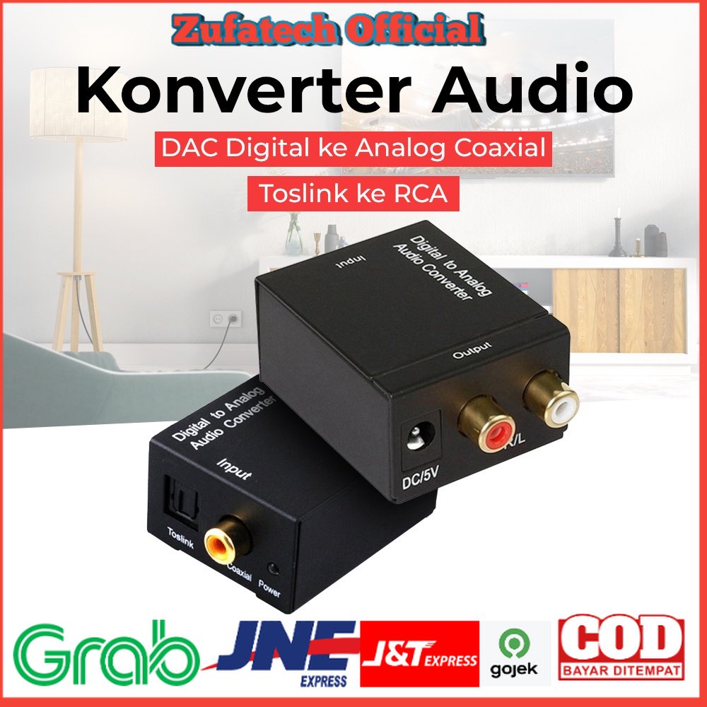 Konverter Audio DAC Digital ke Analog Coaxial &amp; Toslink ke RCA - Black - OMSK8MBK