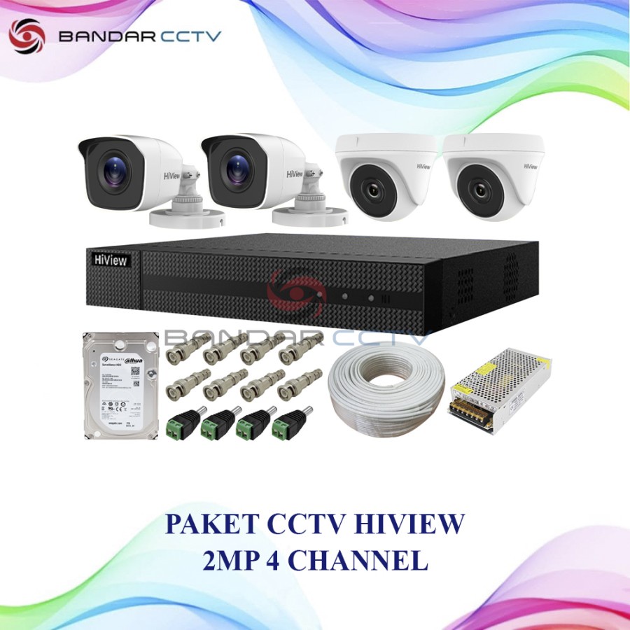 PAKET KAMERA CCTV HIVIEW 2MP 4 CHANNEL 1TB