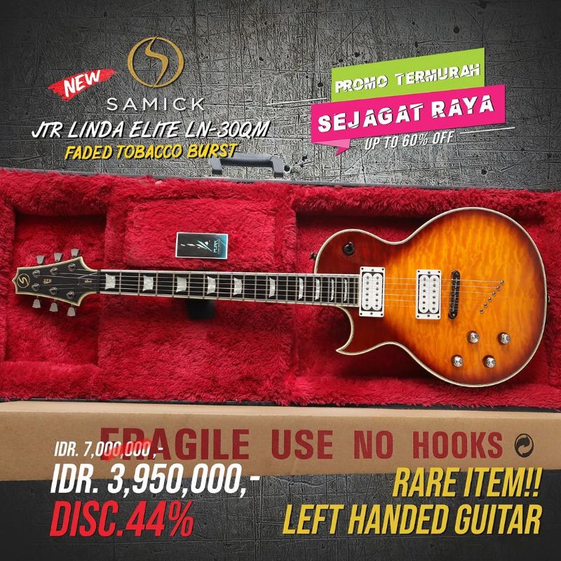 PROMO NEW ITEM GITAR ELEKTRIK SAMCIK JTR LINDA LN - 30 LEFT HAND FADED TBS MURAH