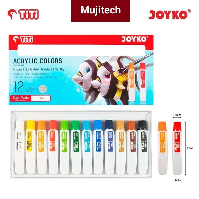 

ACRYLIC COLOR CAT AKRILIK JOYKO TITI ACC 12ML 12 Warna