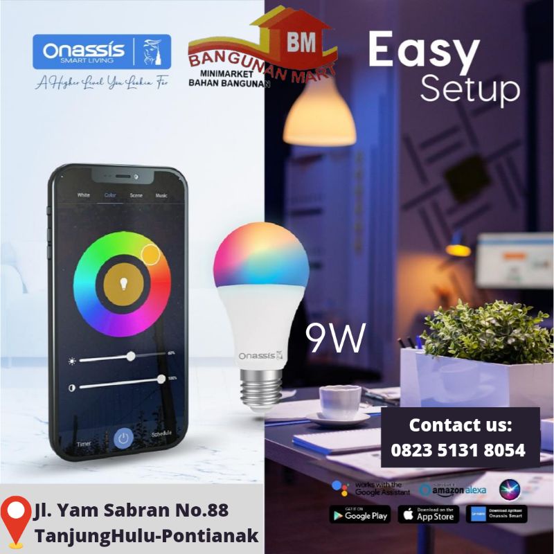 onassis smart bulb/lampu onassis/lampu warna warni 9w
