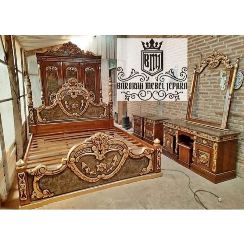 set furniture kamar tidur jati Jepara / kamar set jati