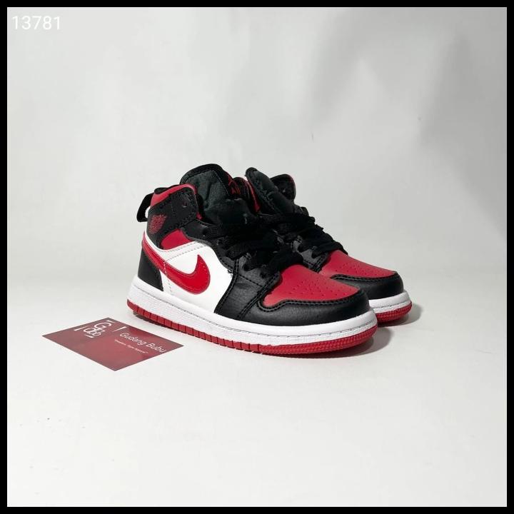Nike Air Jordan 1 Mid Noble Red For Kids Bnib 100% Realpicture