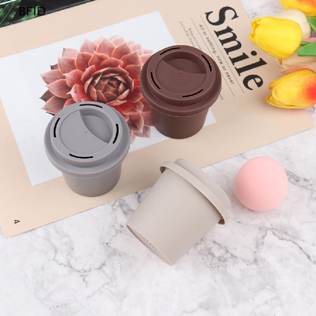 [BFID] Gelas Kopi Spons Stand Tempat Penyimpanan Makeup Puff Holder Kosong Kosmetik Dry Box [ID]