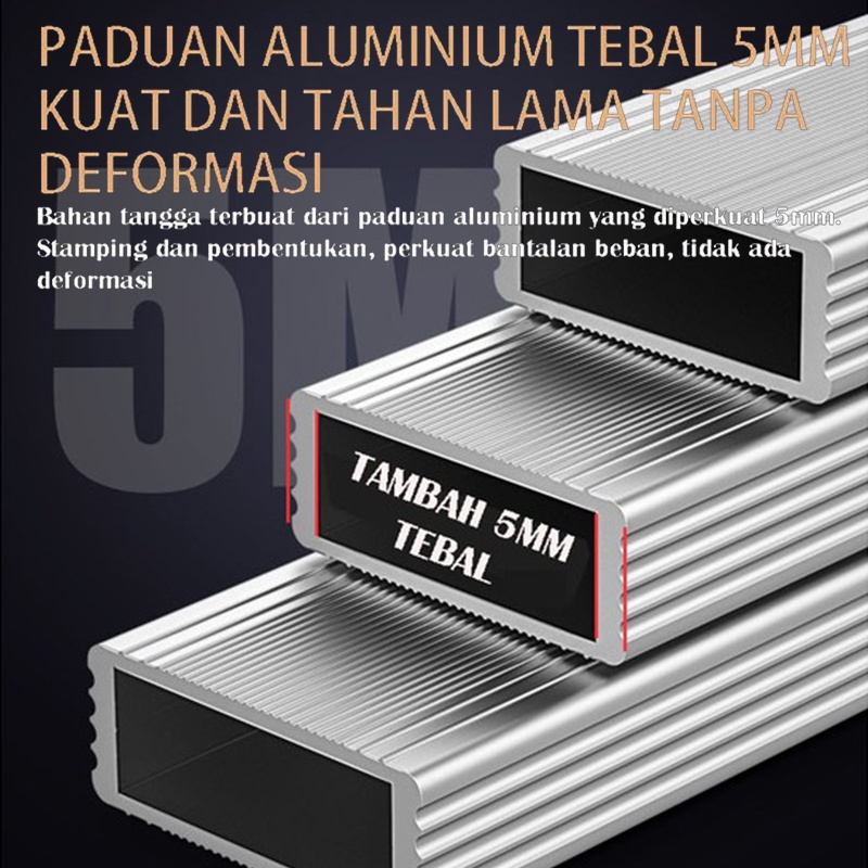 3.7M/4.7M/5.8M Tangga Lipat Meter Paduan Aluminium Teleskopik Tangga Teleskopik Multifungsi Tangga anti selip paduan aluminium / surabaya