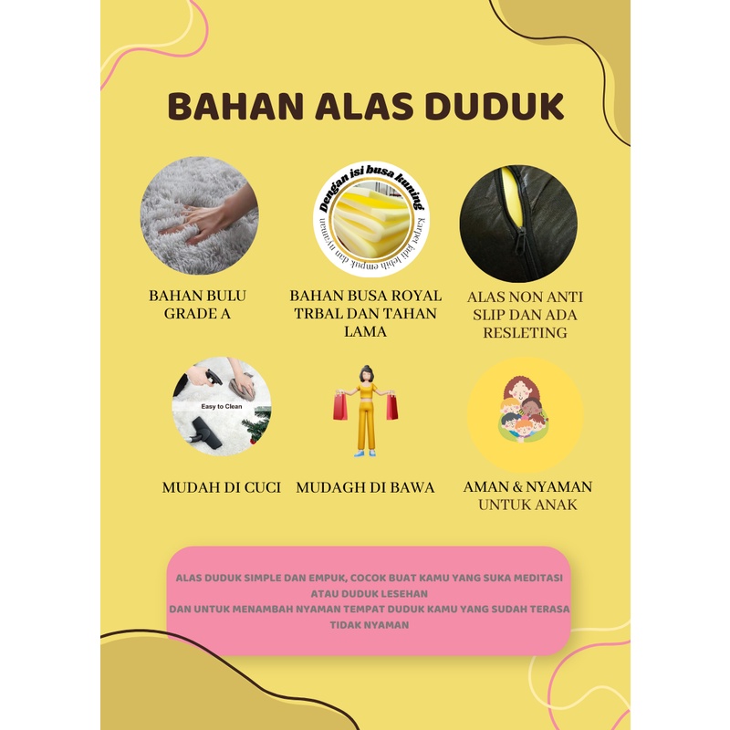 alas duduk non anti slip bulu rasfur SUPER EMPUK 40x40cm kotak isi busa Royal Foam