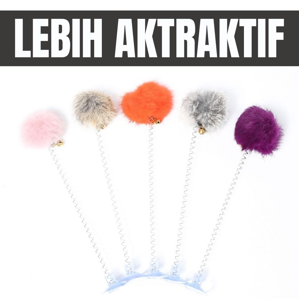 Mainan Penggoda Kucing Bola Mainan Kucing  Tongkat Kucing Mewah Interaktif dengan Lonceng Aksesori Hewan FEFARM Peliharaan Baru