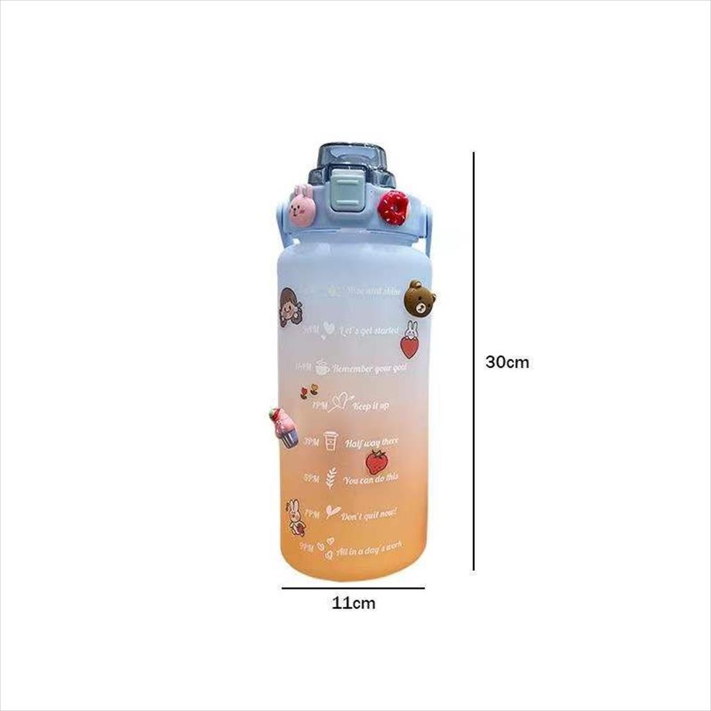 LS 290 -Botol Minum Viral Gradasi Time Rainbow Motivasi 2L Pengingat Skala Waktu Penanda Kesehatan