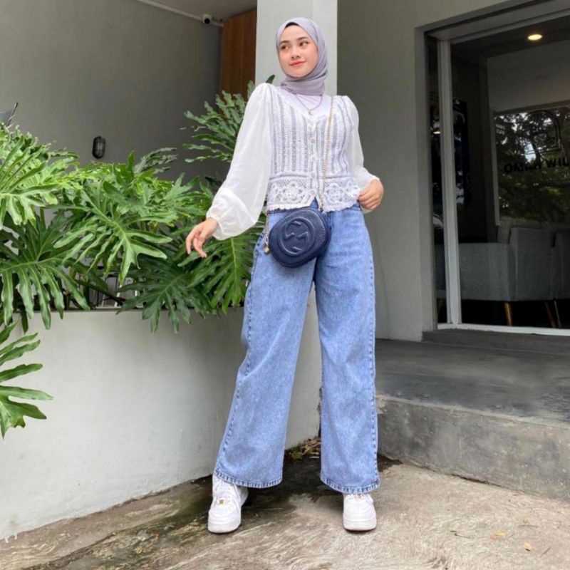 CELANA KULOT JEANS HIGHWAIST WANITA PREMIUM // CELANA KULOT DELONIK WARNA // MOZZA CULLOTE JEANS HIGHWAIST