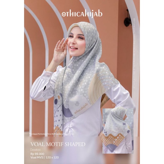 Ethica Hijab Kerudung Voal Motif Shaped (Aquatic, Clereo Pink, Dewkist, Vanilla Cream)