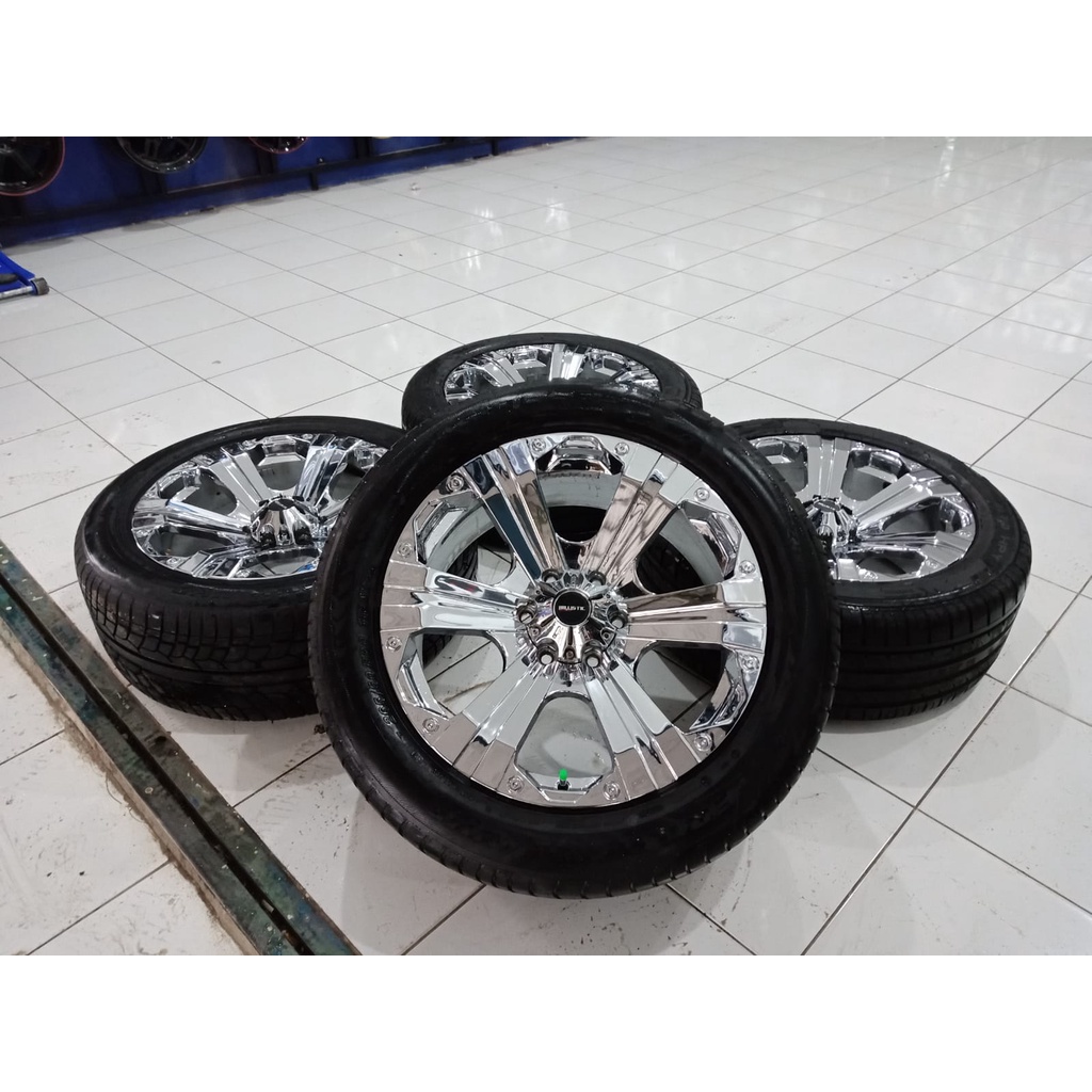 Velg Bekas Coptan Pajero Merk Balistik Ring 20 + Ban 265 50 R20 Warna Crome