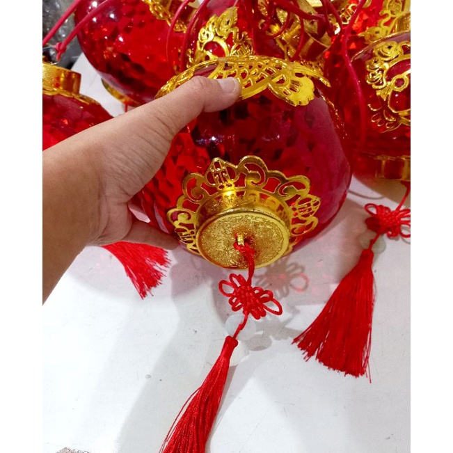 Lampion Ikan Rentet Imlek / Lampion Imlek 6 Hoki Crystal / Lampu Lampion LED Imlek 6 Fu