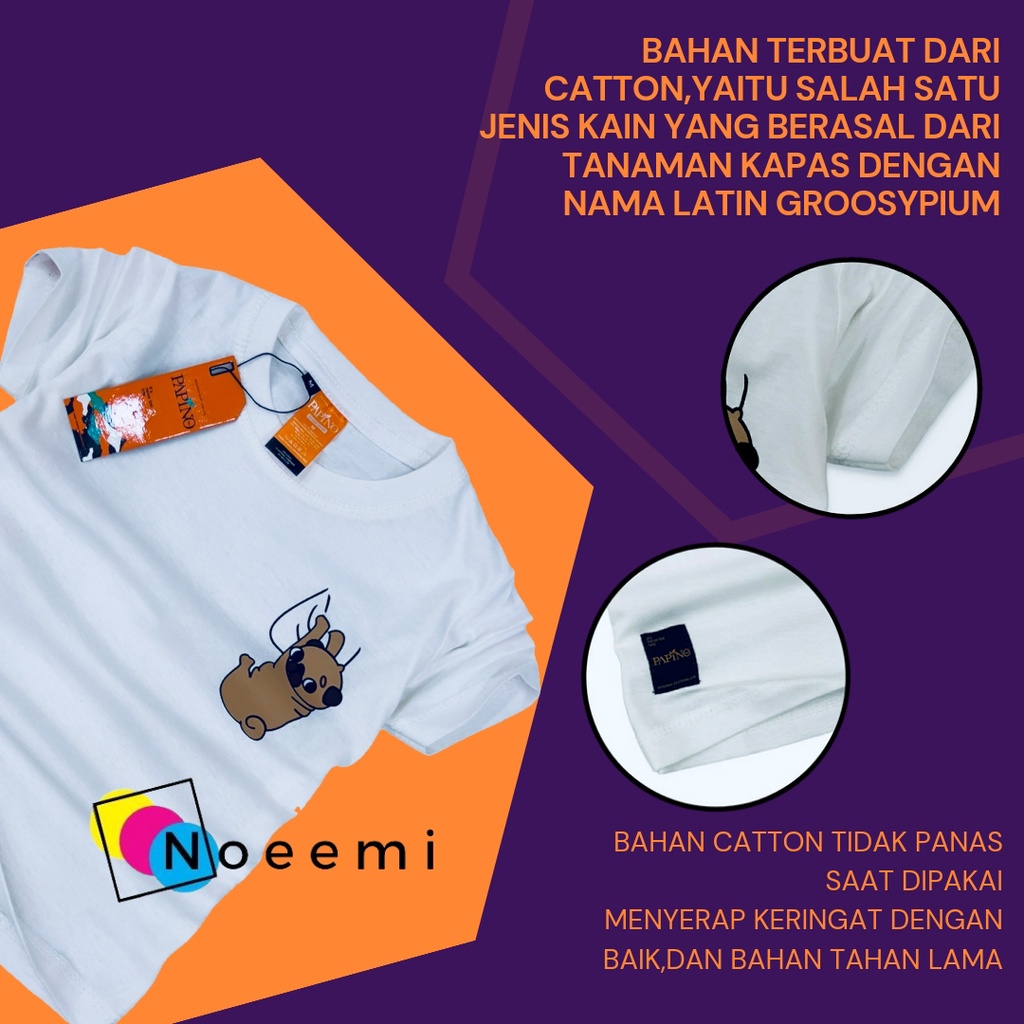 Papino Baju Atasan Anak Laki Laki Umur 1-12 Tahun Kaos Anak Perempuan Warna Putih