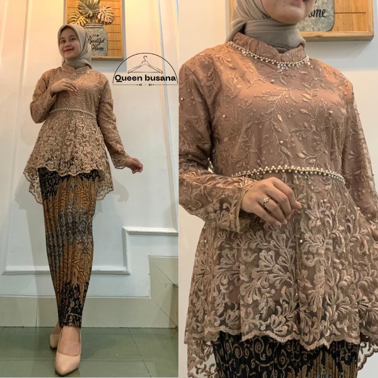 SETELAN KEBAYA PINGUIN  BROKAT TILE BORDIR TIMBUL // SETELAN KEBAYA MODERN // KEBAYA PESTA // BAJU K