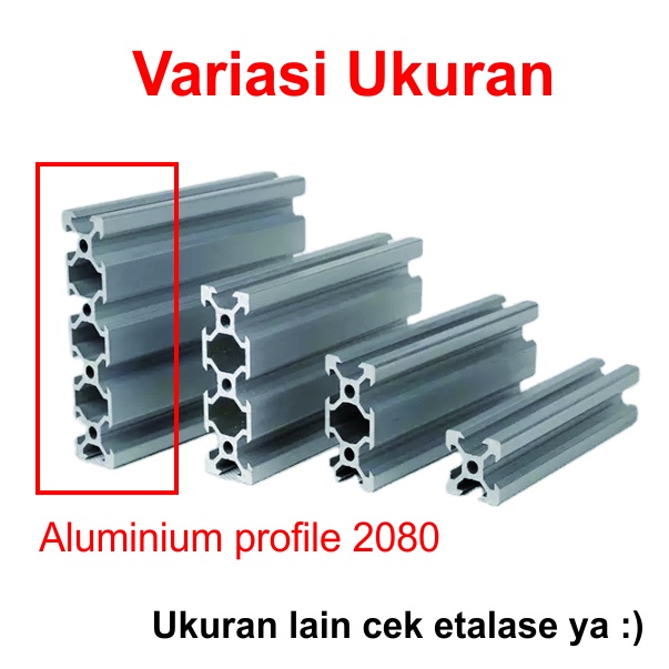 [HAEBOT] Aluminium Profile V Slot 2080 20x80 AP2080 Alumunium Profil Frame CNC Extrusion Mini Kerangka Mekanik Series 20mm x 80mm 3D Printer 1 cm