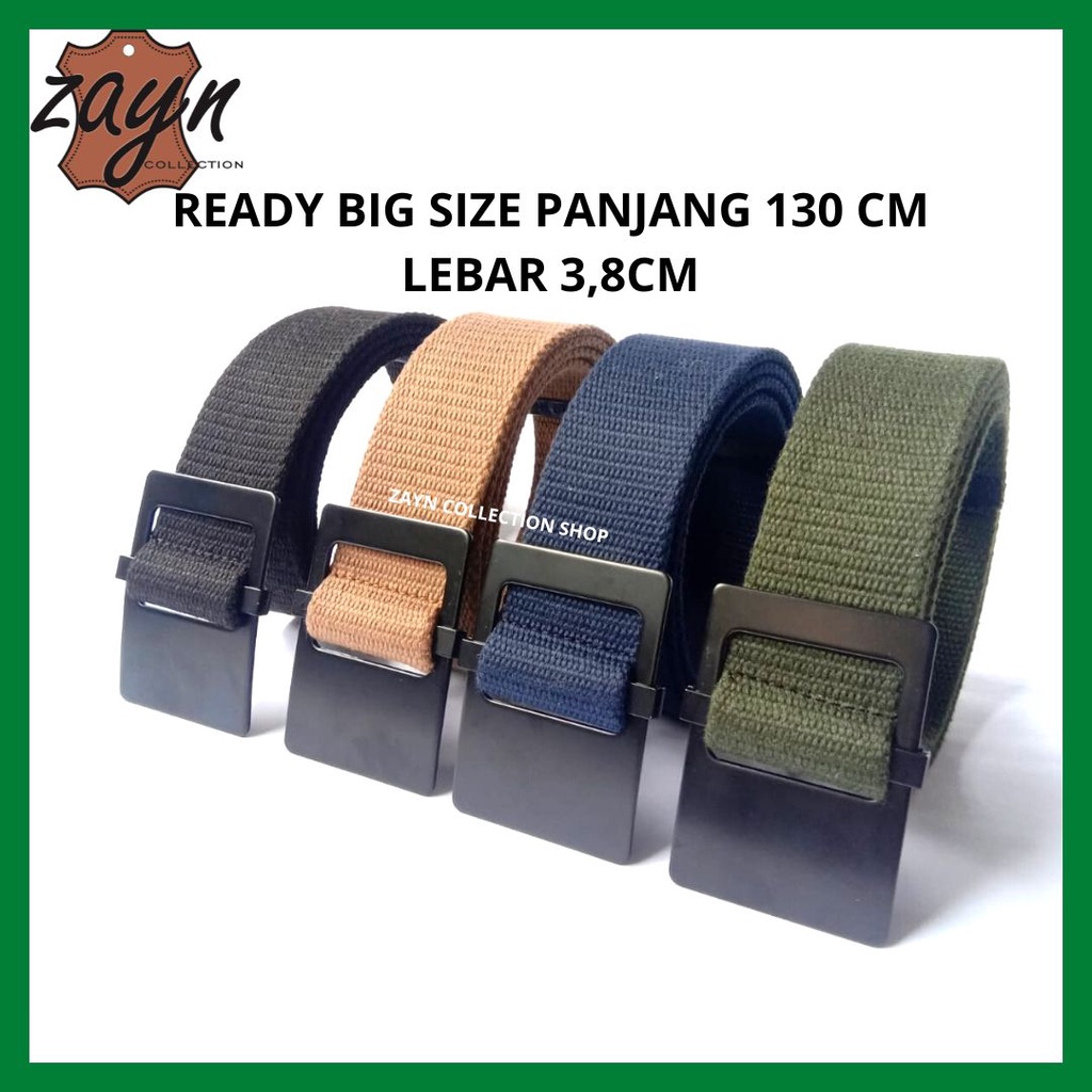 Ikat Pinggang Pria Wanita Bahan Katun Kanvas Buckle Besi Hitam Polos Men Belt Cewek Cowok Gesper Katun Tebal Tactical Murah Gesper Kotak Laki-laki Perempuan