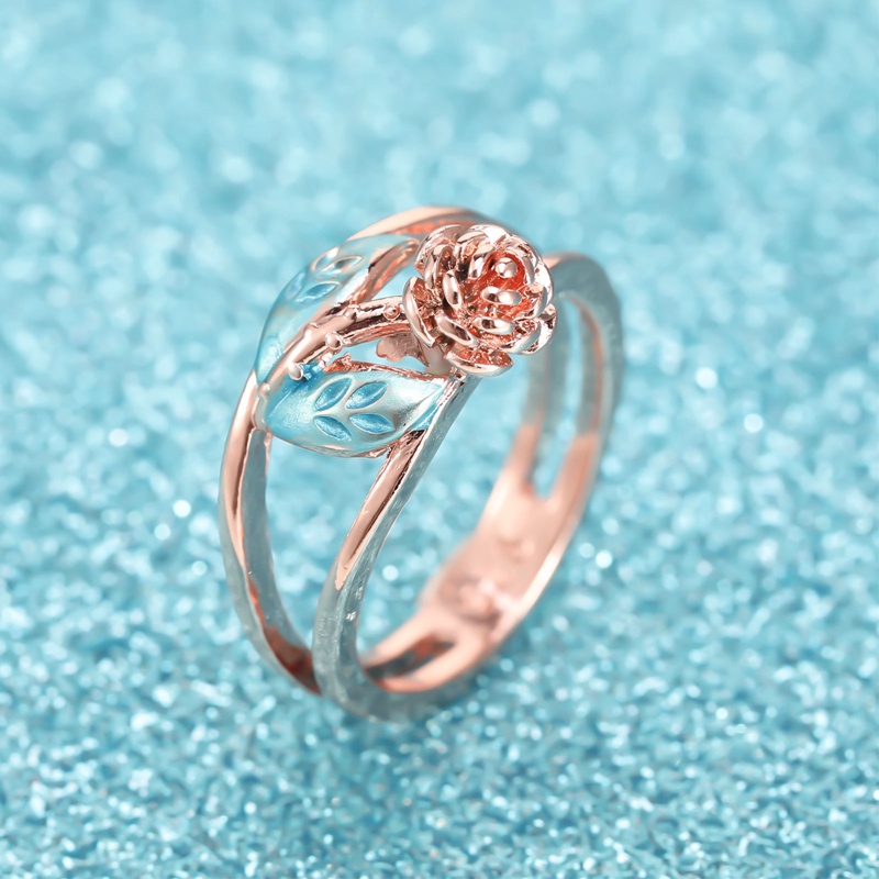 Cincin Kawin Jari Bunga Kristal Baru Untuk Wanita Rose Gold Zircon Open Ring