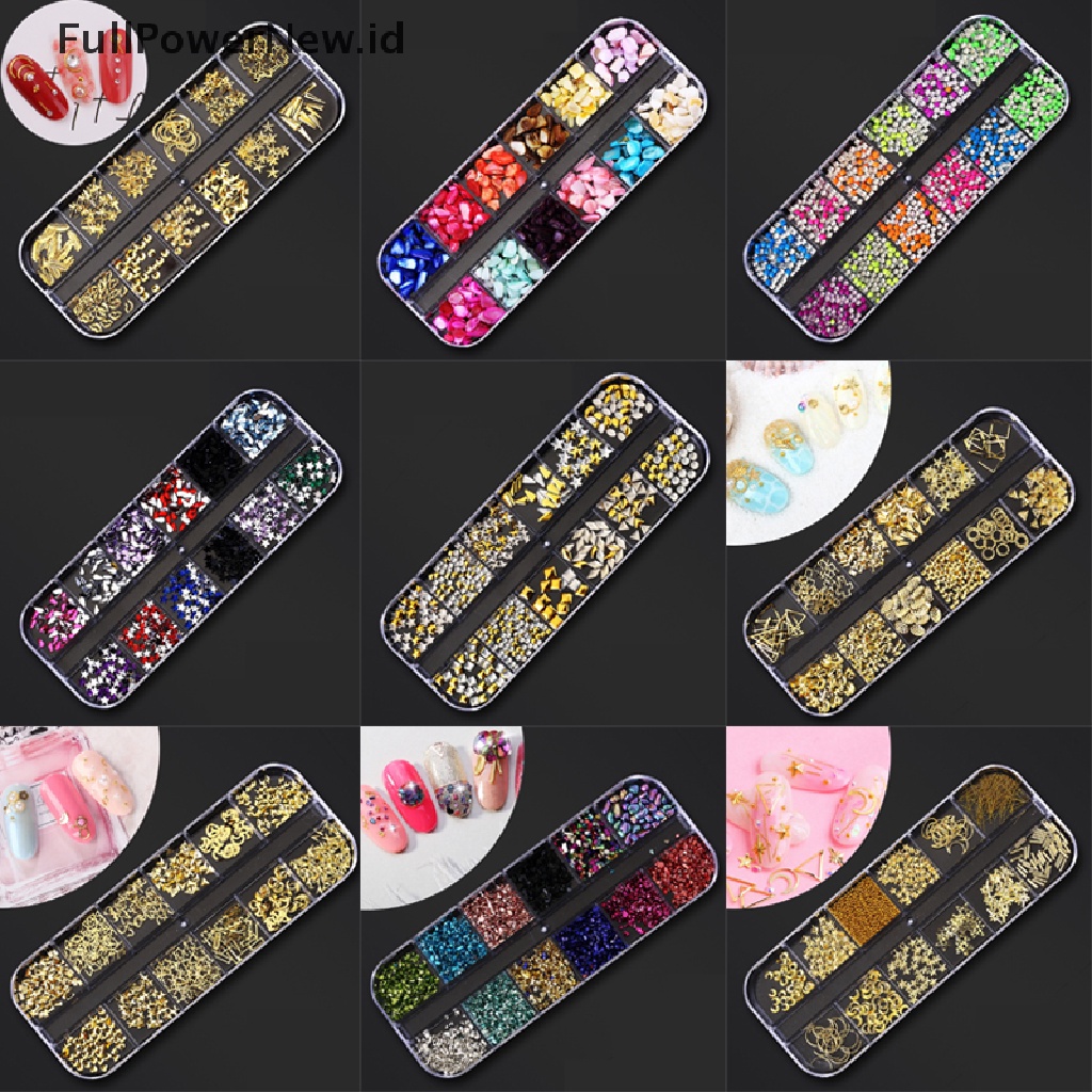 Power Berbagai 3D Nail Art Rhinestones Diamonds Permata Perhiasan Rivet Campur Dekorasi ID