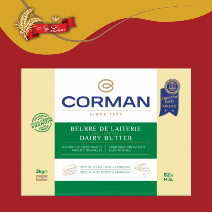 CORMAN Dairy Butter 82 % fat - Sheet / Mentega Pastry 2 kg (GOJEK)