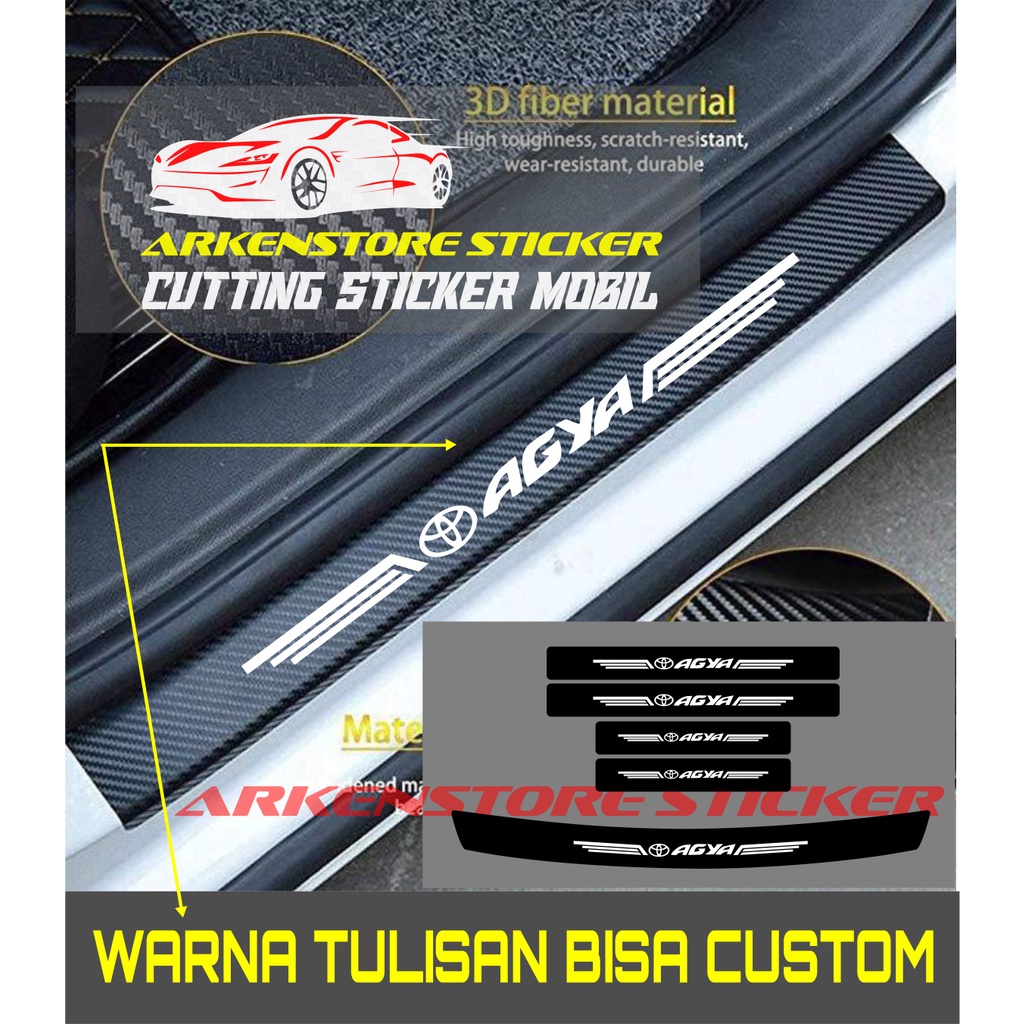 sticker sill plate 5pcs carbon 3d mobil agya sticker karbon 3d pelindung pijakan bumper bagasi mobil