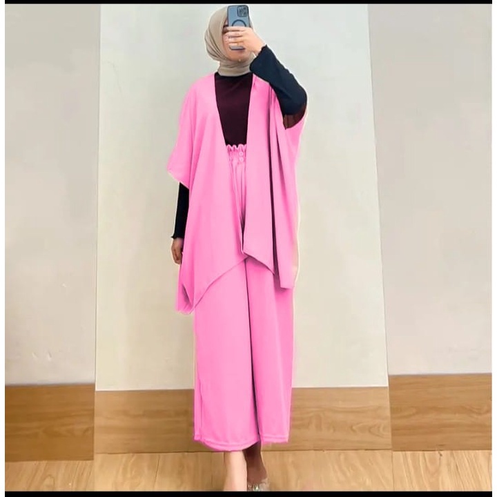 BEFAST - ZSO OOTD SETELAN WANITA DILLA / ONE SET OUTER KULOT JUMBO BAHAN CREPE / Oneset Polos Terlaris / Setelan Wanita Terbaru / Pakaian Casual Remaja Wanita / Outfit Daily Wanita Hijab / Fashion Kekinian Remaja ABG Trend