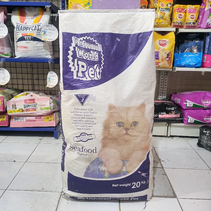 GRAB/GO-JEK Makanan Kucing Universal World Pet Seafood Flavour Kemasan 20KG