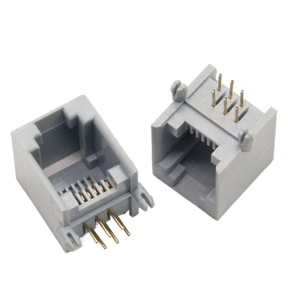 Augustina RJ12 Socket Perlengkapan Telepon 90derajat 6pin Kristal 6p6c Socket RJ11 Terminal Konektor
