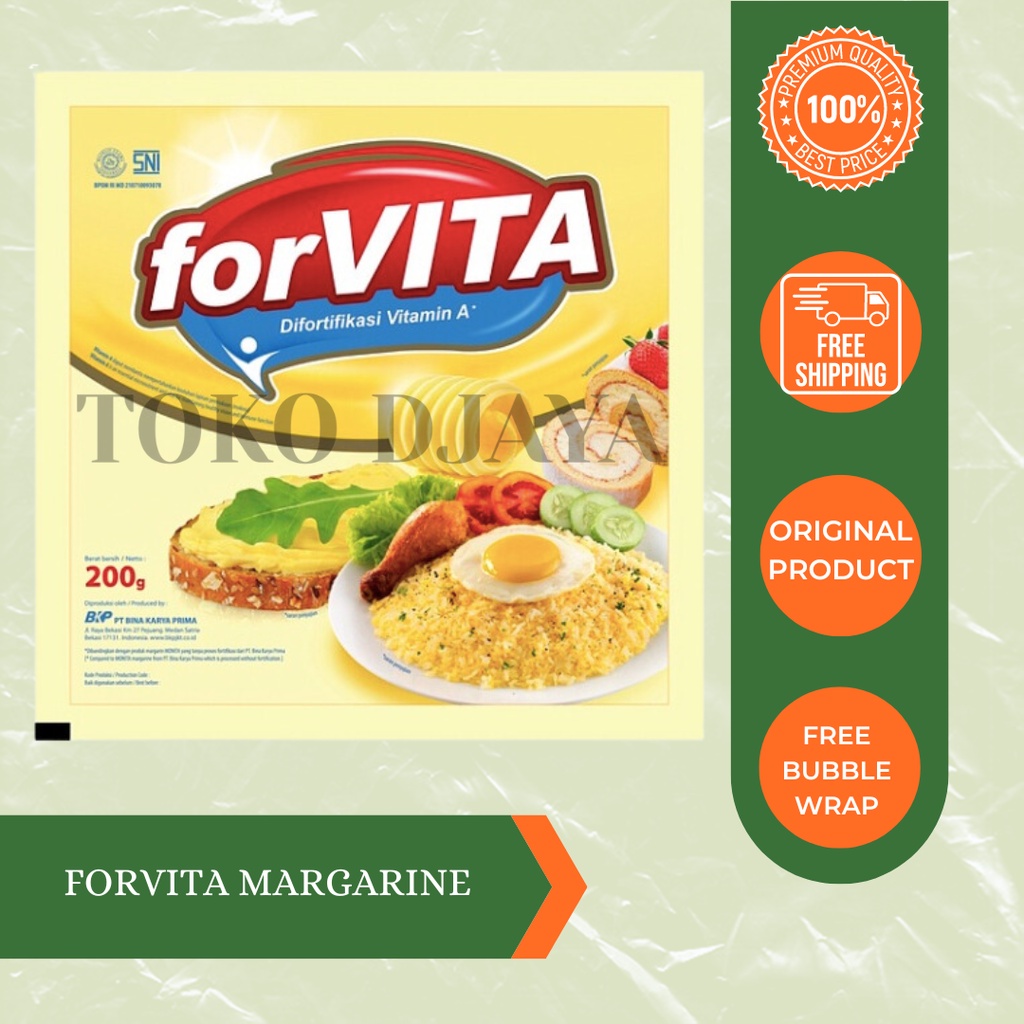 

FORVITA MARGARINE 200 GR HALAL (Free Kardus) Forvita Butter Margarine Margarin Mentega Blend Kue Cake Roti Kemasan Sachet Saset Serbaguna Forvita Butter Margarine Margarine Mentega Blend Sachet Premium Best Seller Halal Murah