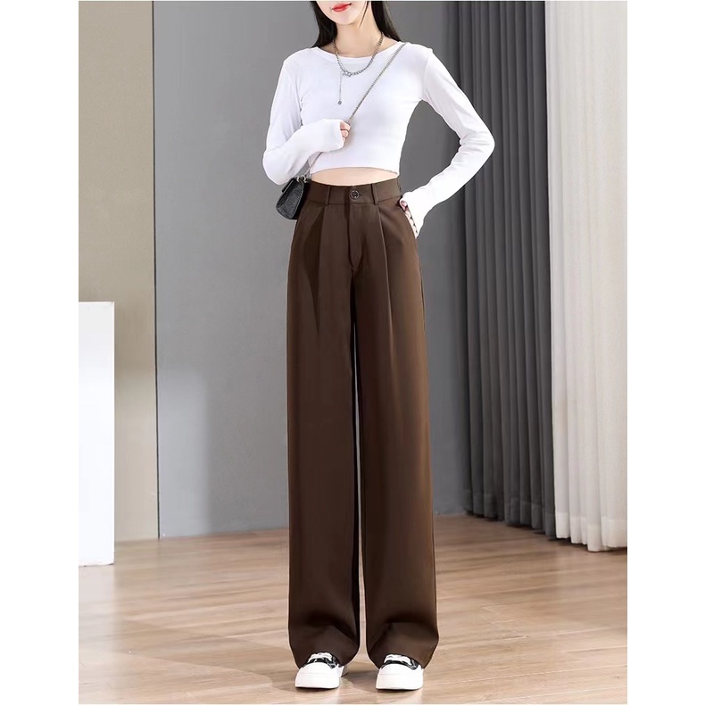 Coklat Highwaist Celana Kulot Wanita Loose Korea Style