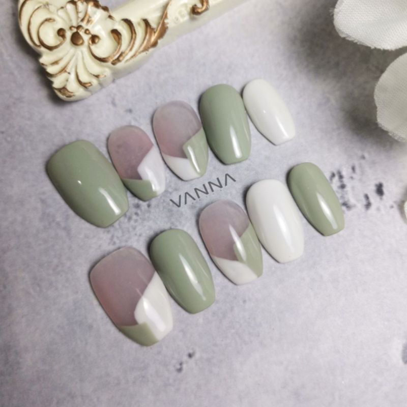 Custom Fake Nails Kuku Palsu Simple Korean Nail Art Press on Nails by Vanna Nails