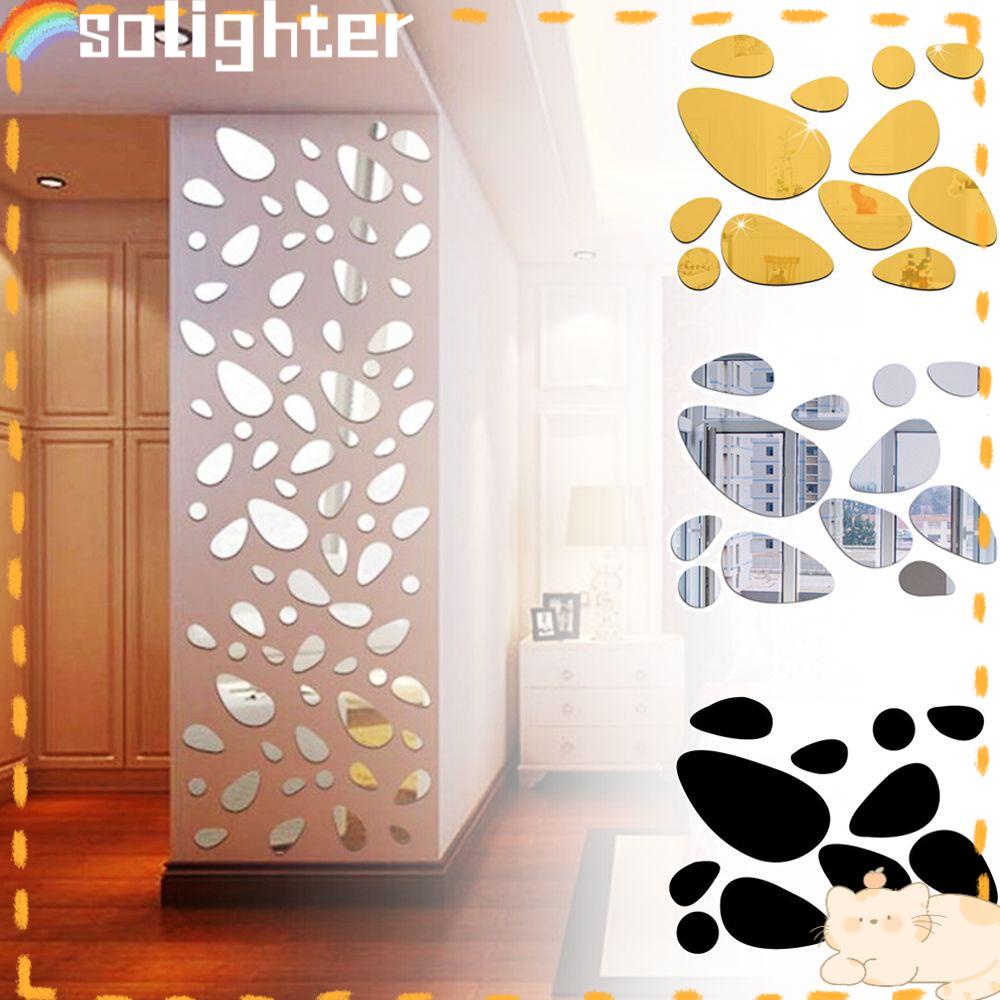 Solighter 12PCS Stiker Dinding Fashion Ruang Tamu Ornamen Perekat Diri Gaya Modern Permukaan Cermin