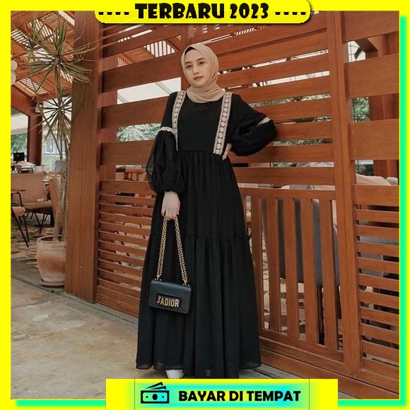 Gamis Wanita Kekinian Bj Gmis Premium Impor Brended Fashion Muslim Ter Dress Maxi Wanita / Hayla Dress / Dress Maxi Kondangan