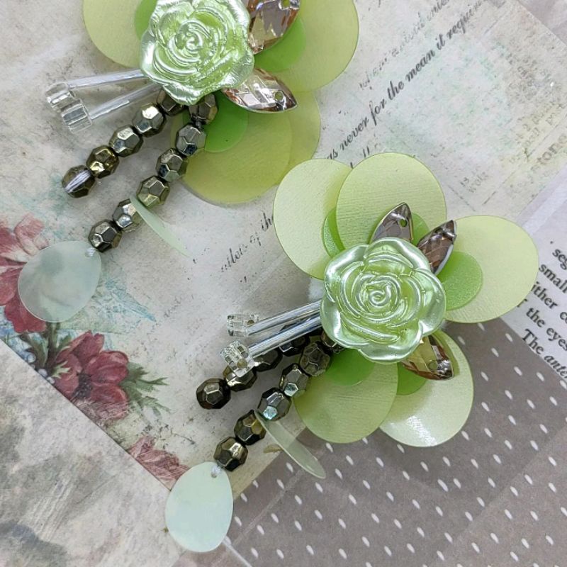 Jual OLIVER GREEN 3D FLOWER PAYET BUNGA 3D HIJAU Shopee Indonesia