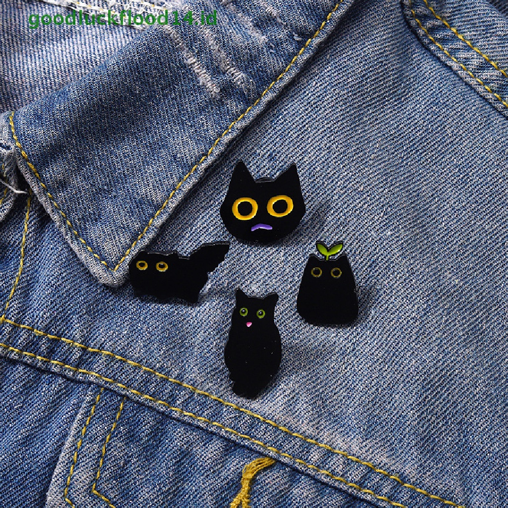 [GOOGFOUR] Gaya Punk Kartun Kecil Hitam Bentuk Kucing Logam Enamel Bros Fashion Kreatif Hewan Lencana Pin Perhiasan Hadiah Aksesoris [TOP]