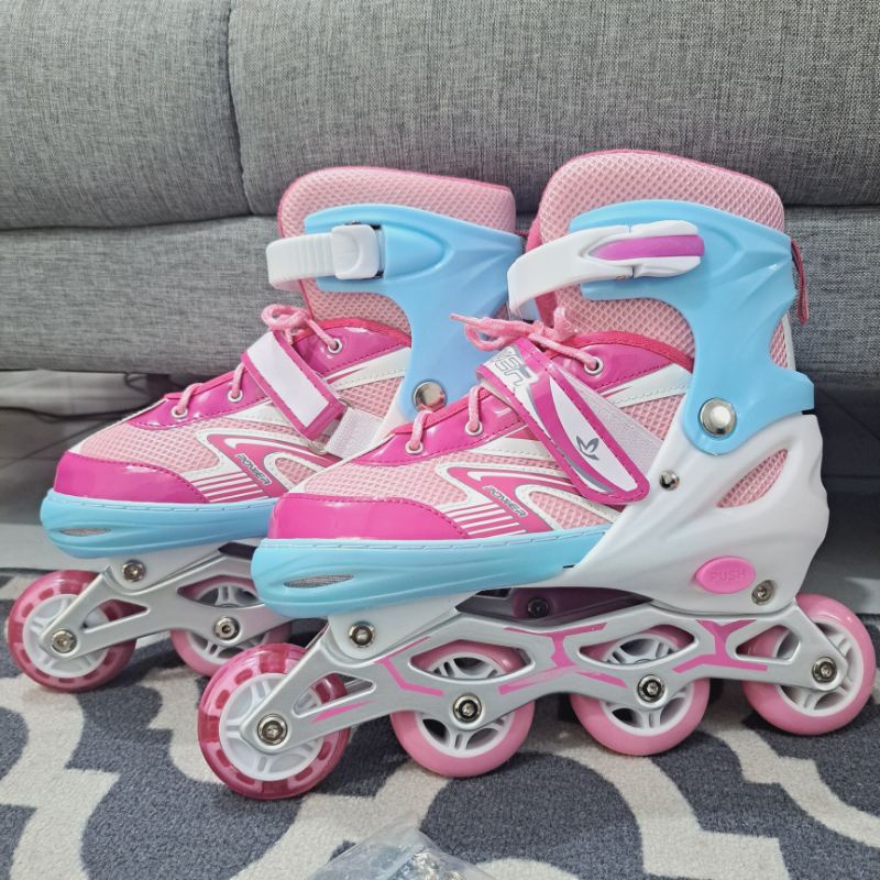 (silahkan nego) Sepatu Roda Anak Lampu Rainbow Merek Power Inline Skate Power Roller Skate Untuk Ana