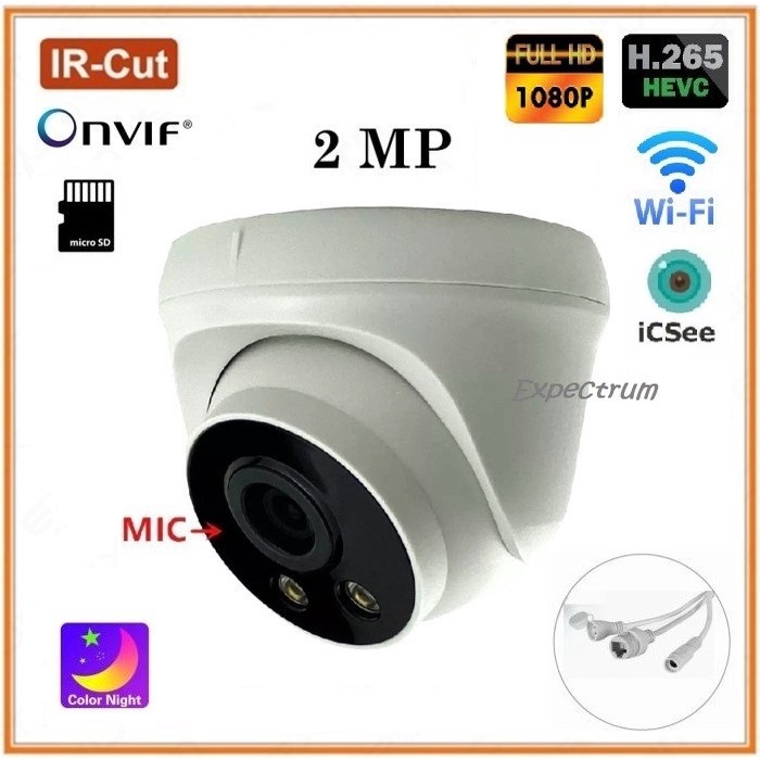 IP Camera / IPCAM Dome ICSEE 2MP 1080P, Wifi. Mmc, Microphone. Onvif