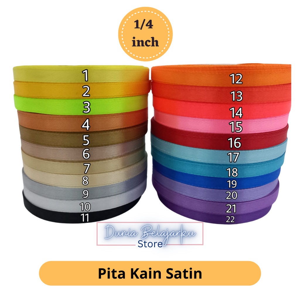 

Pita Kain Satin 1/4 Inch Pita Kain Gulung Warna Warni Polos Roll