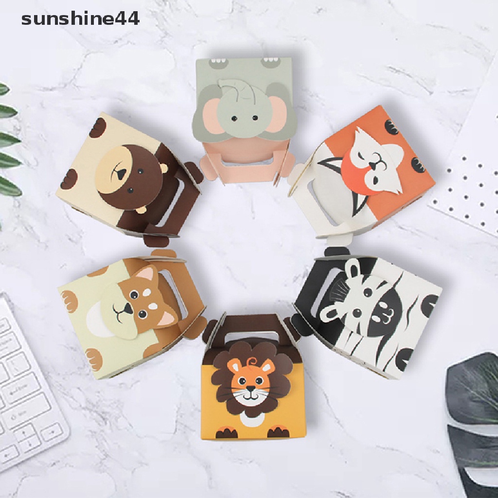 Sunshine 6 Pcs Kartun Hewan Beruang Rubah Harimau Tas Permen Hutan Pesta Nikmat Hadiah Kotak.