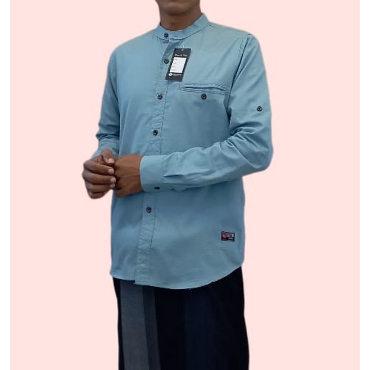 Best Kemeja Koko Kurta Pria Biru Mint untuk Lebaran