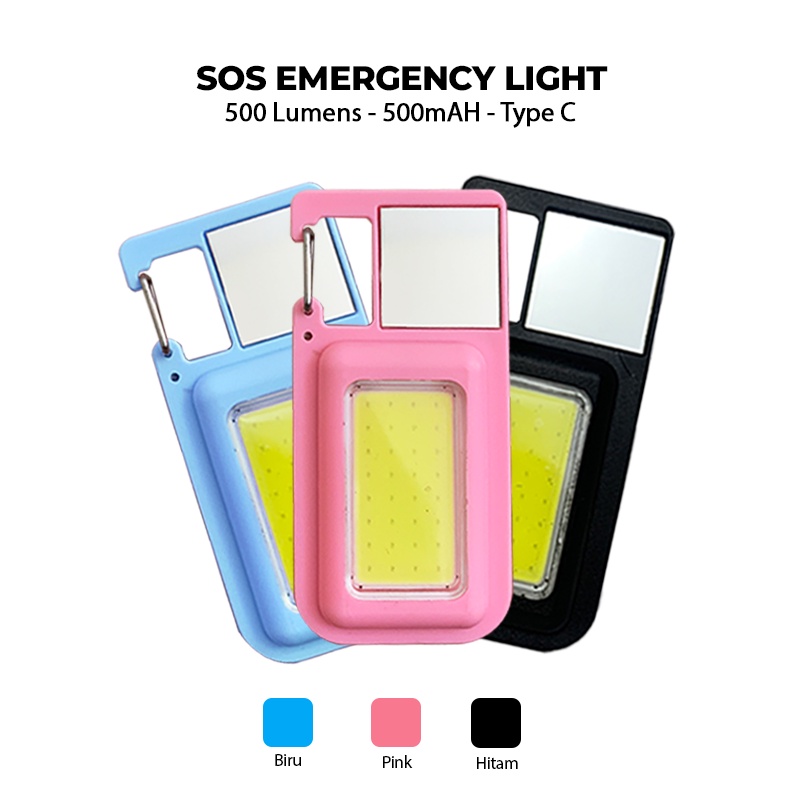 500LM+500MA SOS Emergency Light/Lampu Olahraga Luar Ruangan/Lampu Gantungan Kunci Isi Ulang/Senter Portabel