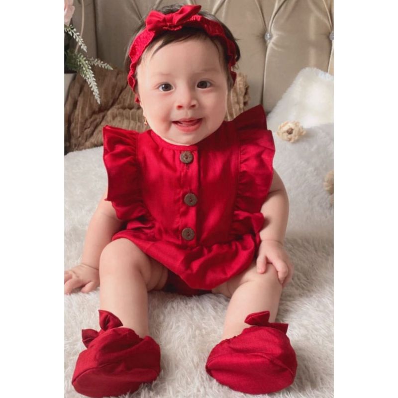 Baju Setelan Bayi Perempuan Jumper set Bandana Sepatu MADELINE/CELLY/SCARLETTE