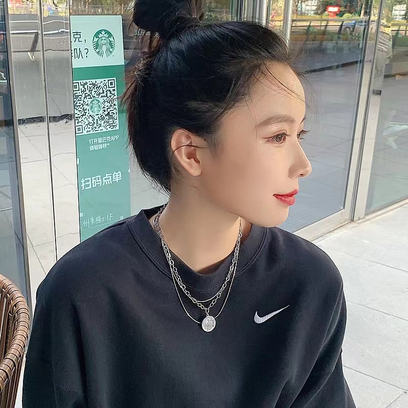 Kalung face tiga layer titanium anti karat harga grosir bisa cod
