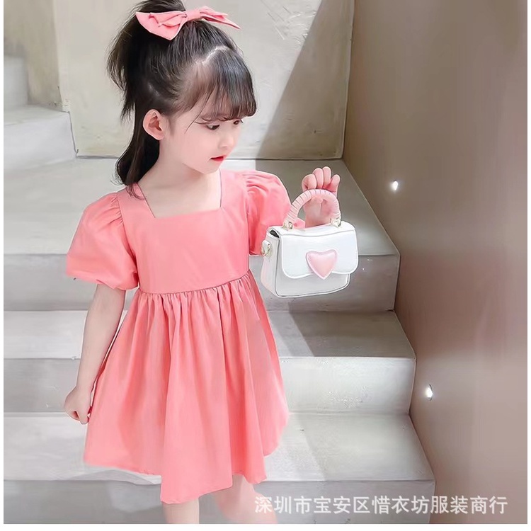 DRESS GAUN ANAK MOTIF POLOS PITA RAMBUT IMPORT BAHAN TEBAL