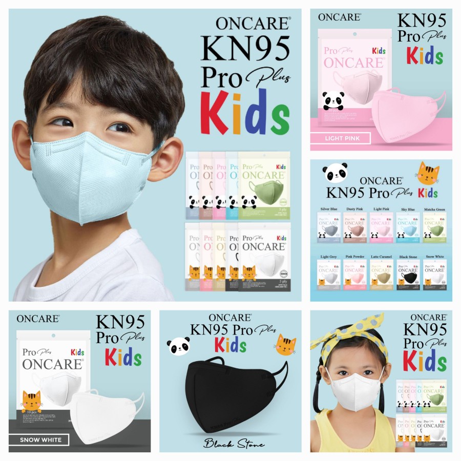 BELLA - MASKER KN95 PRO PLUS ANAK ONCARE 5PLY KOREA KIDS MASK PRO+ ORIGINAL PACK ISI 10