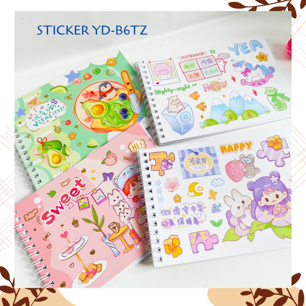 

Sticker Karakter Cewe sweet isi 20 lembar dalam bentuk notebook kode YD- B6TZ Daily Manual Cute Pattern Decorative Tape Sticker Gift CRAFT