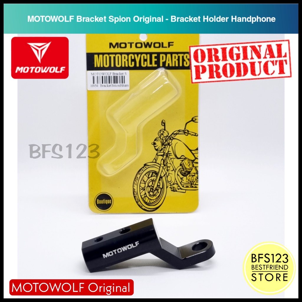 MOTOWOLF Bracket Spion Original Lampu Senter Holder HP Aluminium Aloy