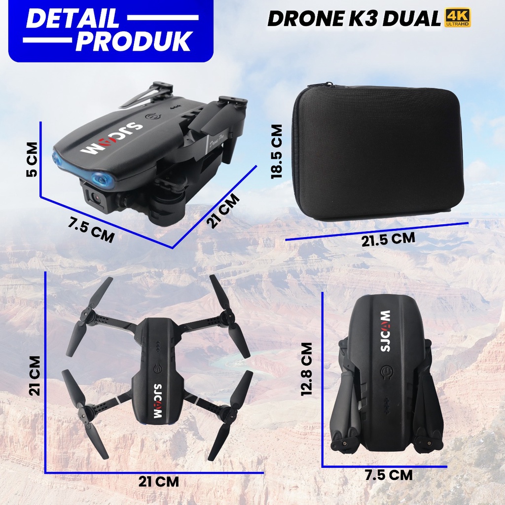 Drone Kamera K3 Dual Remote Control Jarak Jauh Charging Usb Battery Pengintai Helikopter