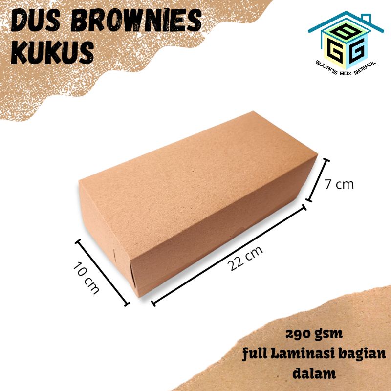 

BOX DUS KARDUS KOTAK BROWNIES TOPPING ROTI BAKAR BOMBOLONI DONAT 22x10x7cm KRAFT 290 gsm LAMINASI